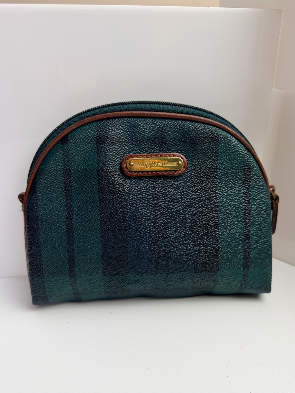 Vintage Polo Ralph Lauren Black Watch Plaid Cosmetic Pouch Makeup Bag